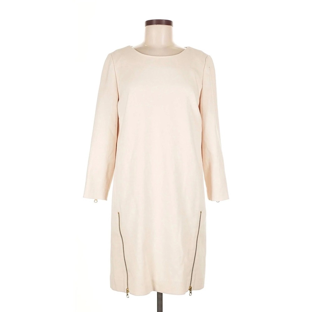 J. Crew Sheath Dress Gold Zip Detail Ivory Size 12 NWT MSRP $138 Preppy Lined